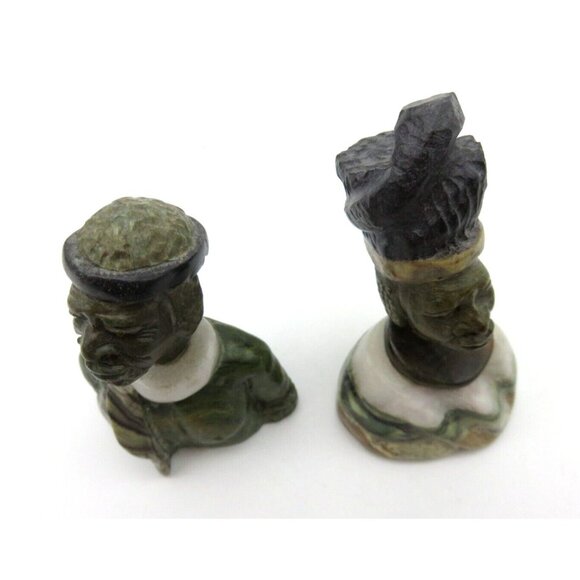 Small Stone Bust Set Colourful Hand Carved in Zimbabwe Africa 3.5" Tall - Picture 7 of 8